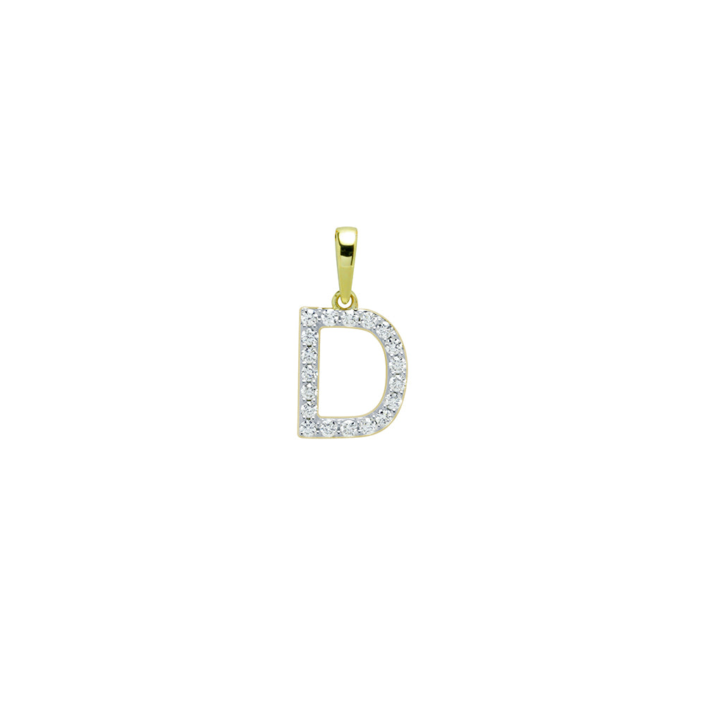 Colgante Diamantes de Oro 9K con Inicial Grabada