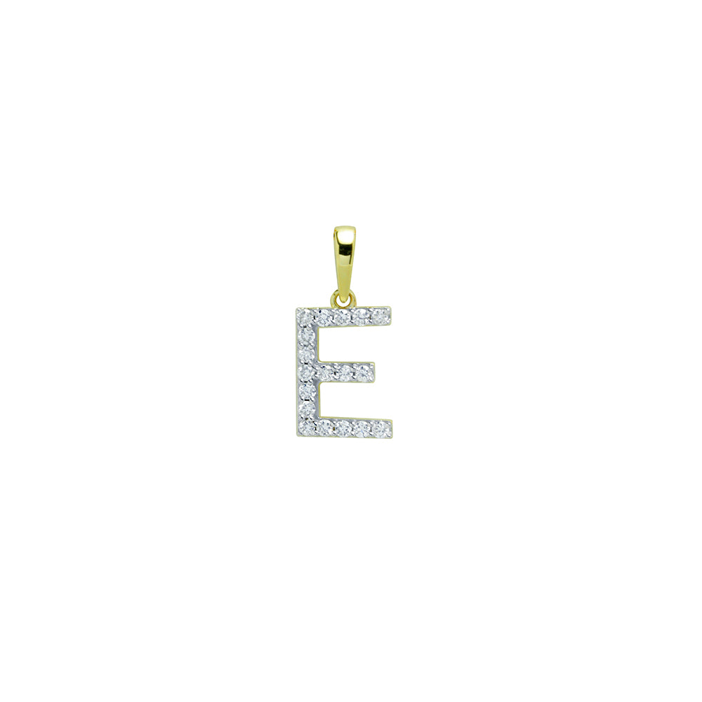 Colgante Diamantes de Oro 9K con Inicial Grabada