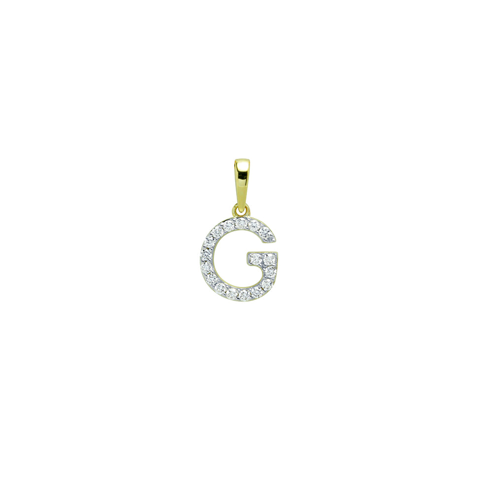 Colgante Diamantes de Oro 9K con Inicial Grabada