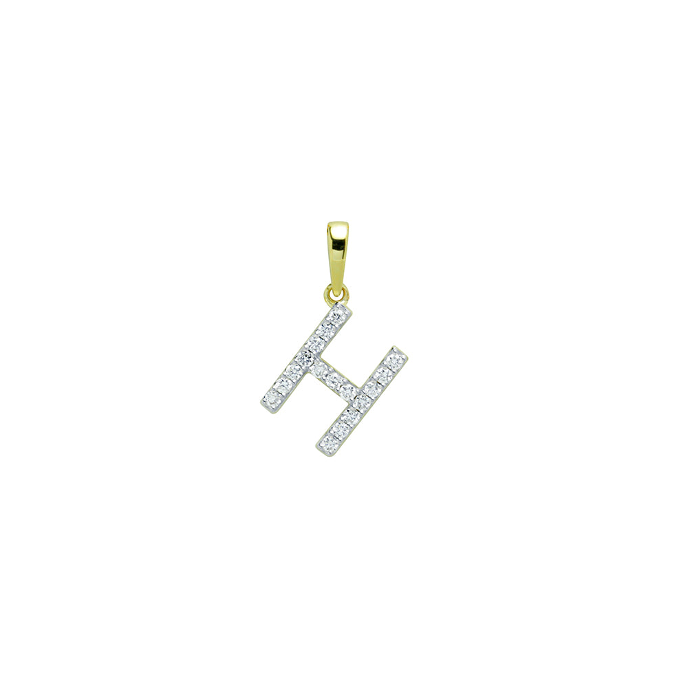 Colgante Diamantes de Oro 9K con Inicial Grabada