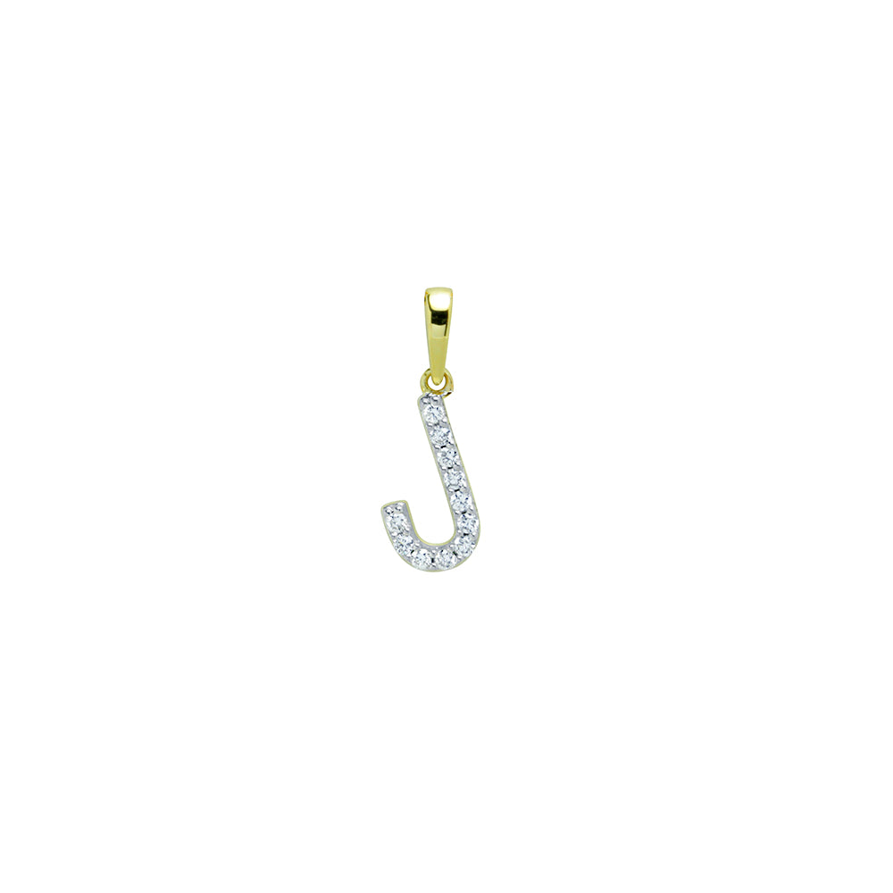 Colgante Diamantes de Oro 9K con Inicial Grabada