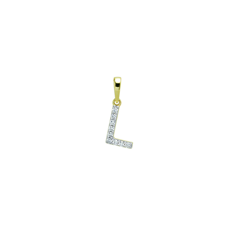 Colgante Diamantes de Oro 9K con Inicial Grabada