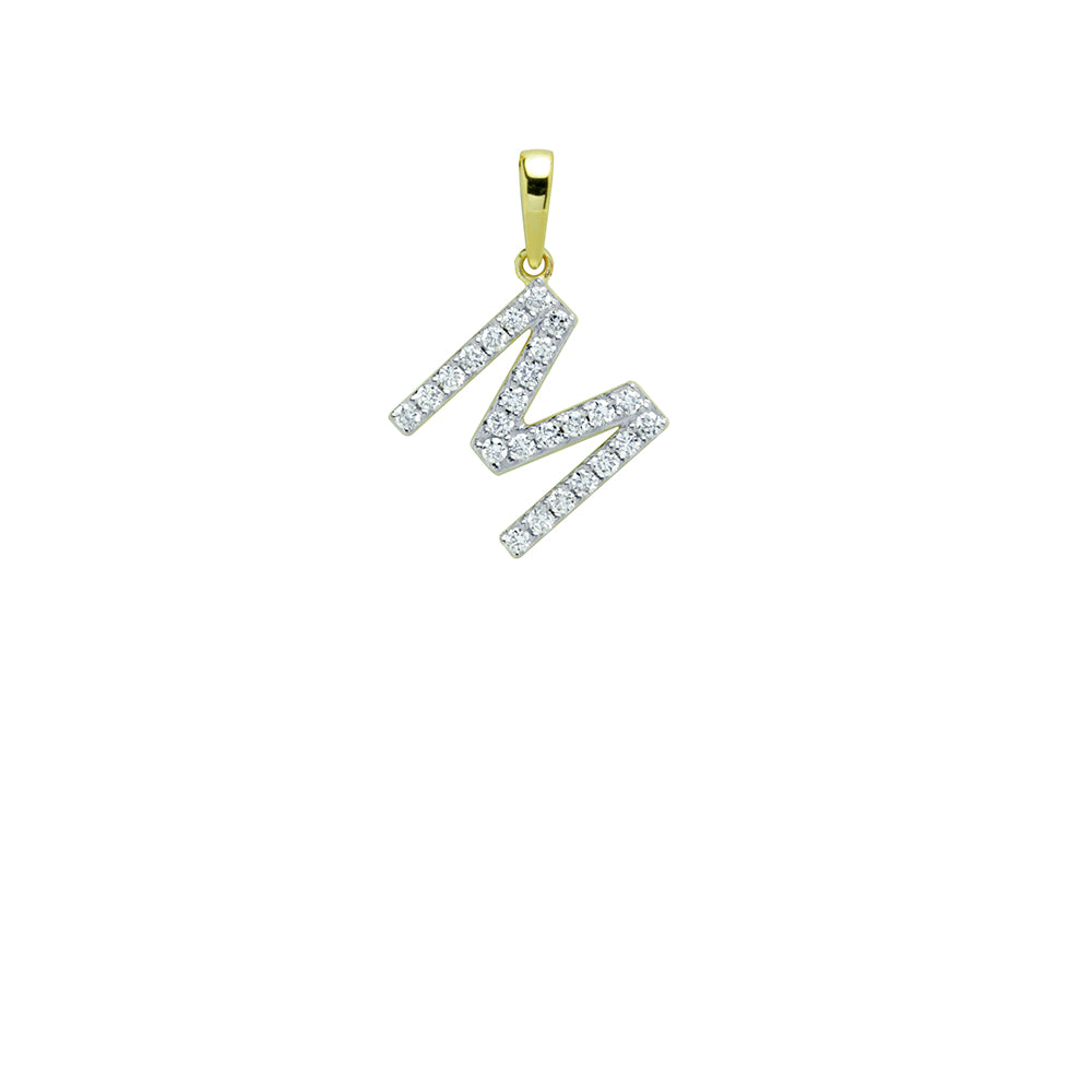 Colgante Diamantes de Oro 9K con Inicial Grabada