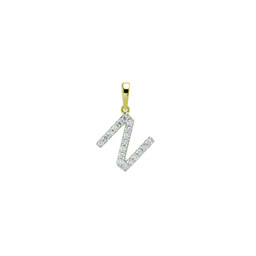 Colgante Diamantes de Oro 9K con Inicial Grabada