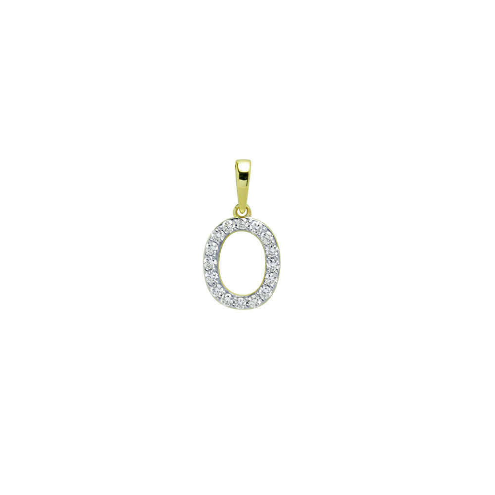 Colgante Diamantes de Oro 9K con Inicial Grabada