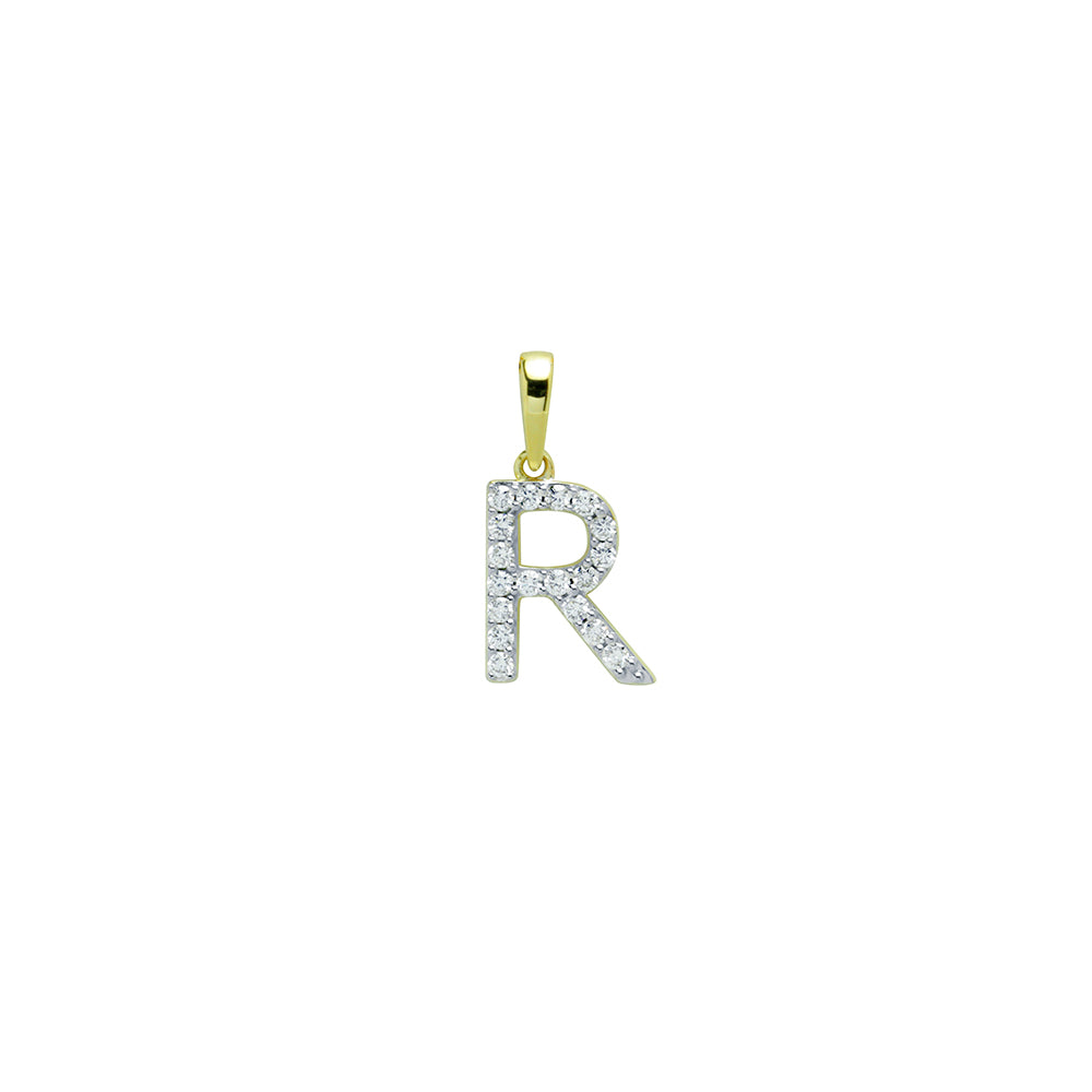 Colgante Diamantes de Oro 9K con Inicial Grabada