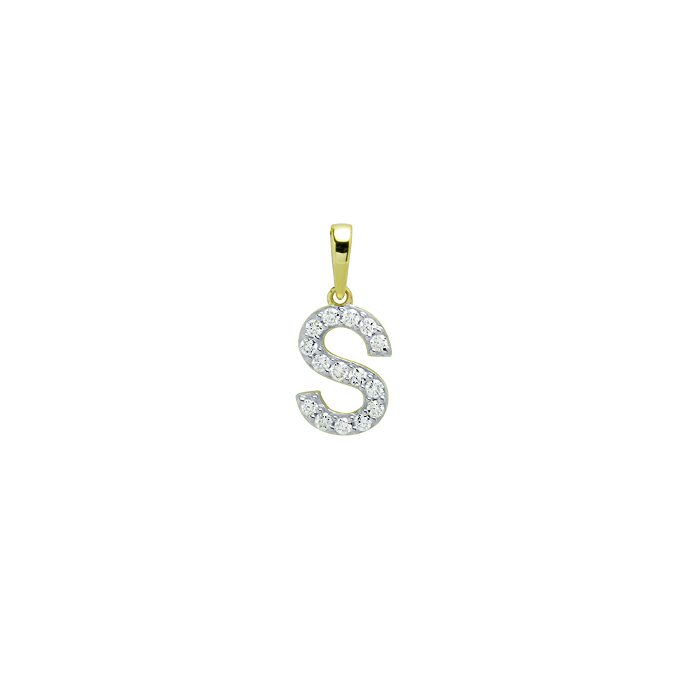 Colgante Diamantes de Oro 9K con Inicial Grabada