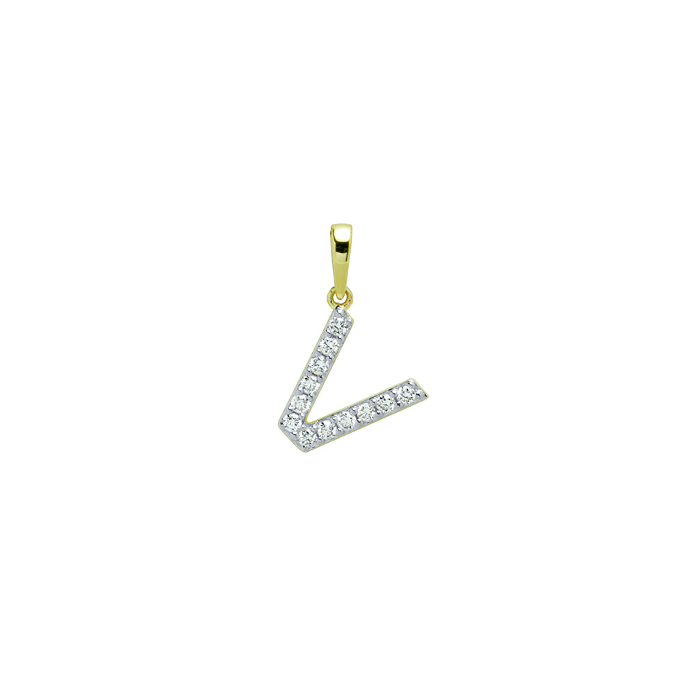 Colgante Diamantes de Oro 9K con Inicial Grabada