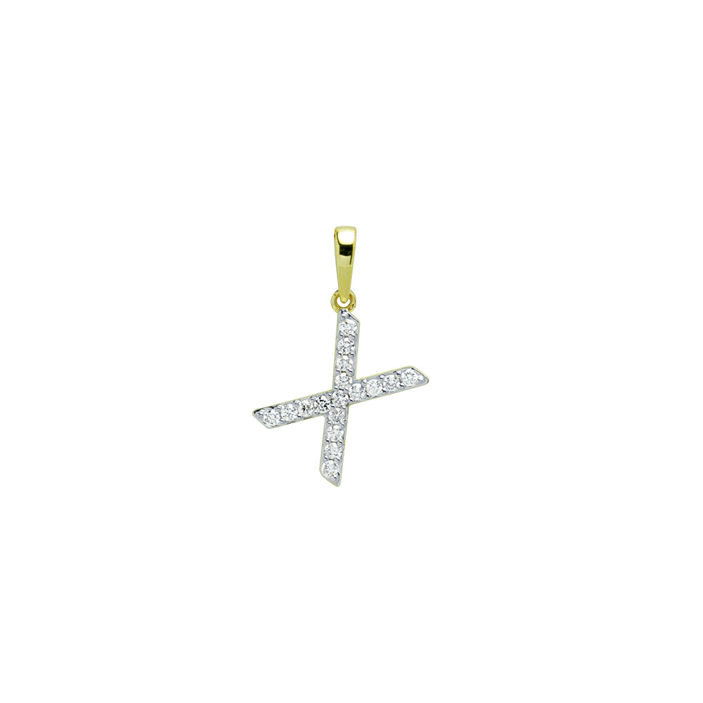 Colgante Diamantes de Oro 9K con Inicial Grabada