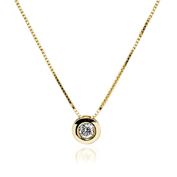 Colgante Bisel con Diamante de Laboratorio en Oro 18k