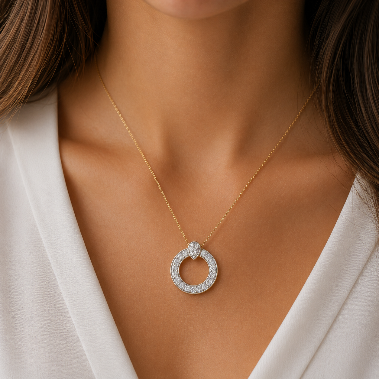 Collar con Diamante de Laboratorio en Vermeil