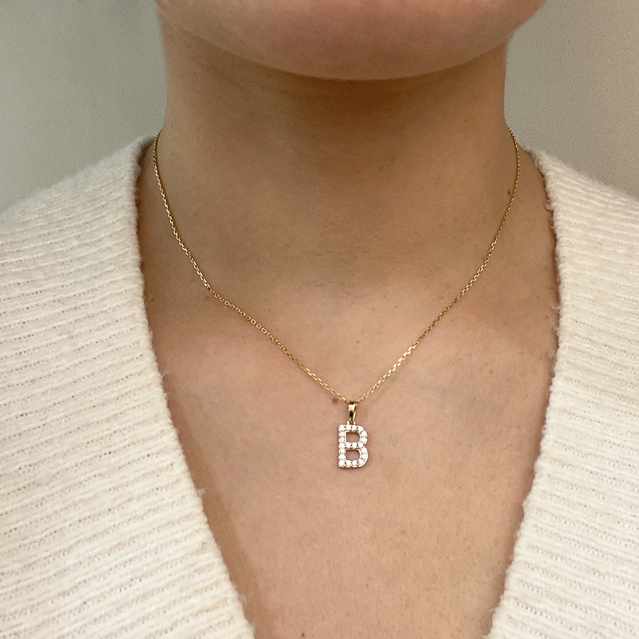 Collar Grabable con Diamante de Laboratorio en Oro 9k