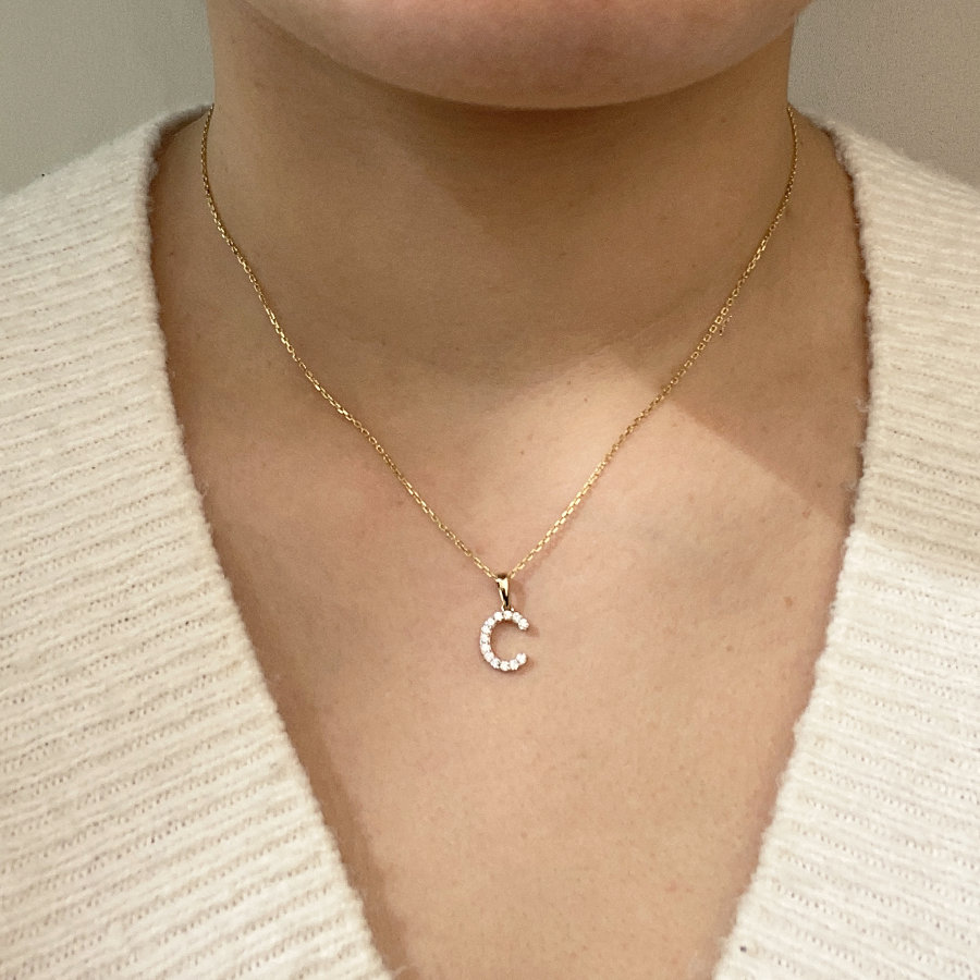 Collar Grabable con Diamante de Laboratorio en Oro 9k
