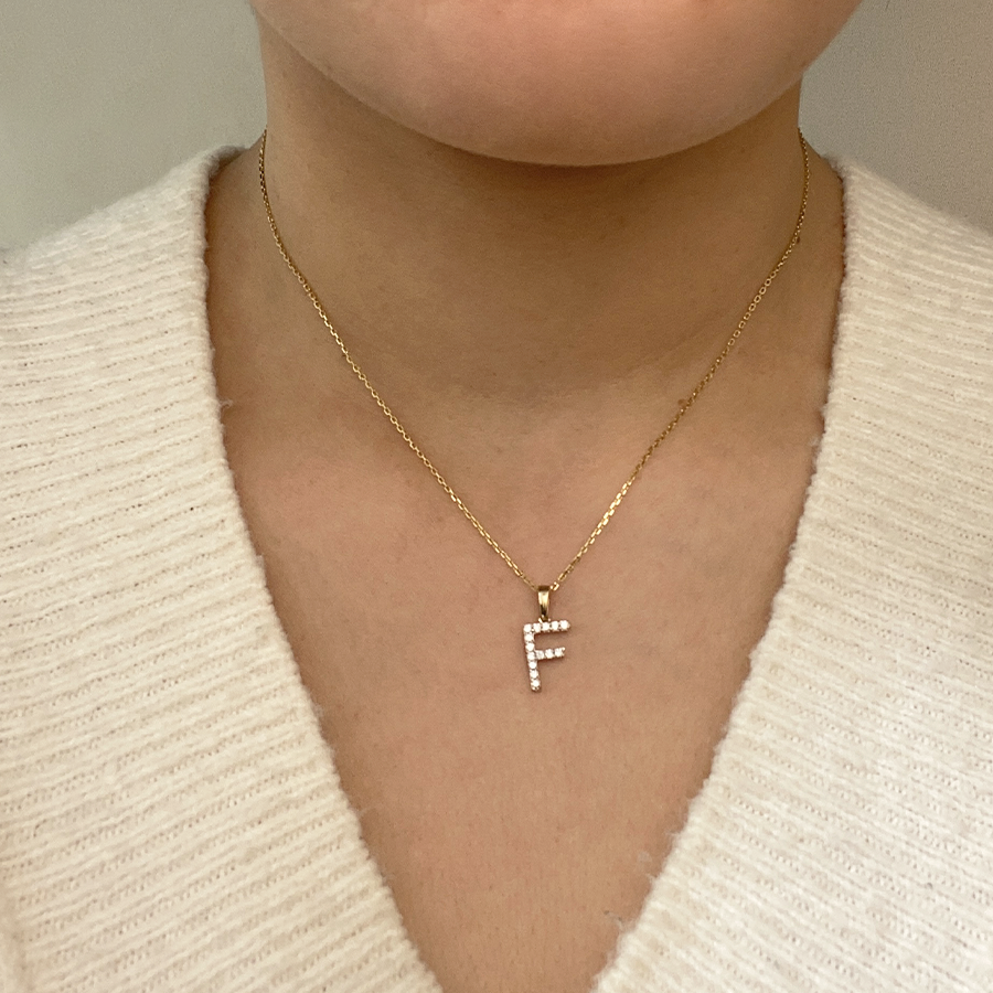 Collar Grabable con Diamante de Laboratorio en Oro 9k
