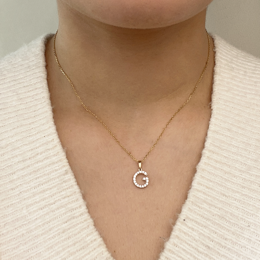 Collar Grabable con Diamante de Laboratorio en Oro 9k