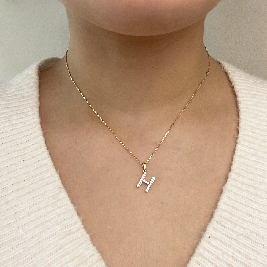 Collar Grabable con Diamante de Laboratorio en Oro 9k