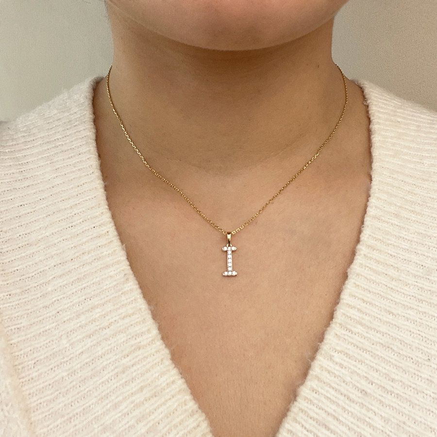 Collar Grabable con Diamante de Laboratorio en Oro 9k