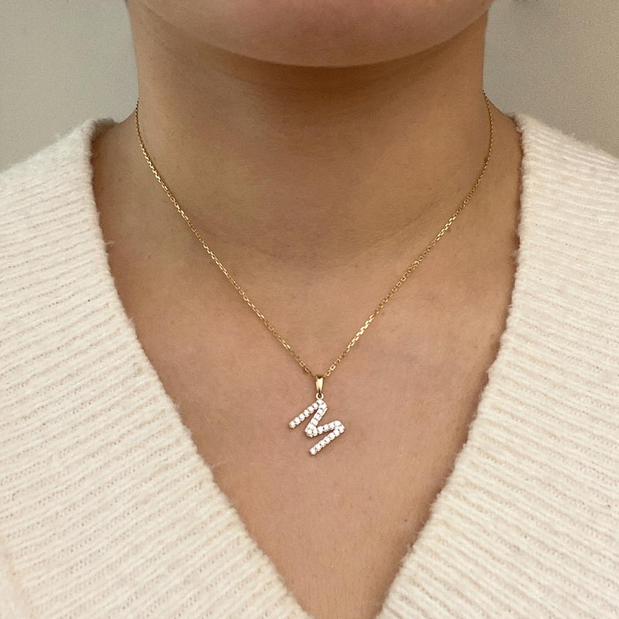 Collar Grabable con Diamante de Laboratorio en Oro 9k