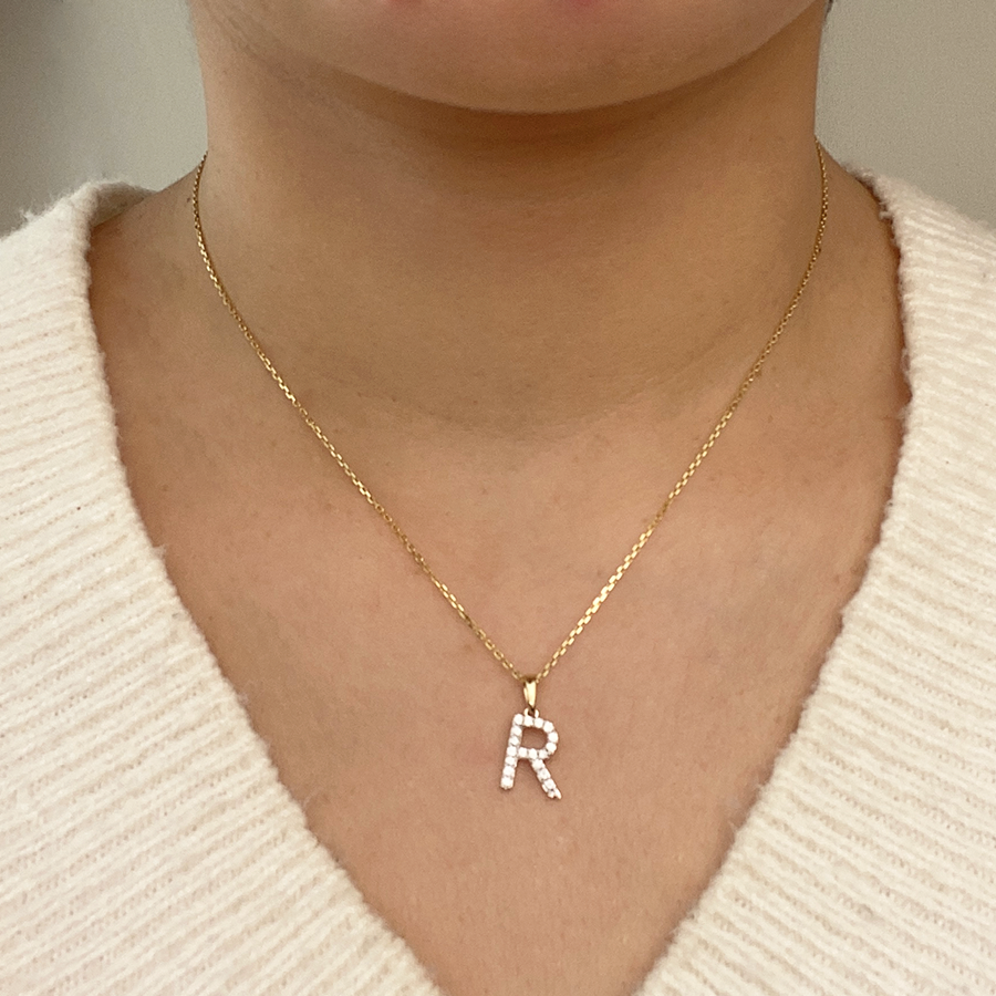 Collar Grabable con Diamante de Laboratorio en Oro 9k