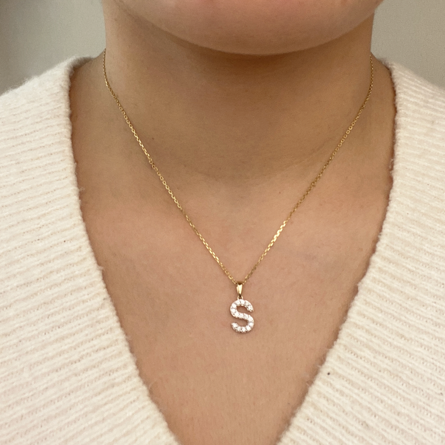 Collar Grabable con Diamante de Laboratorio en Oro 9k