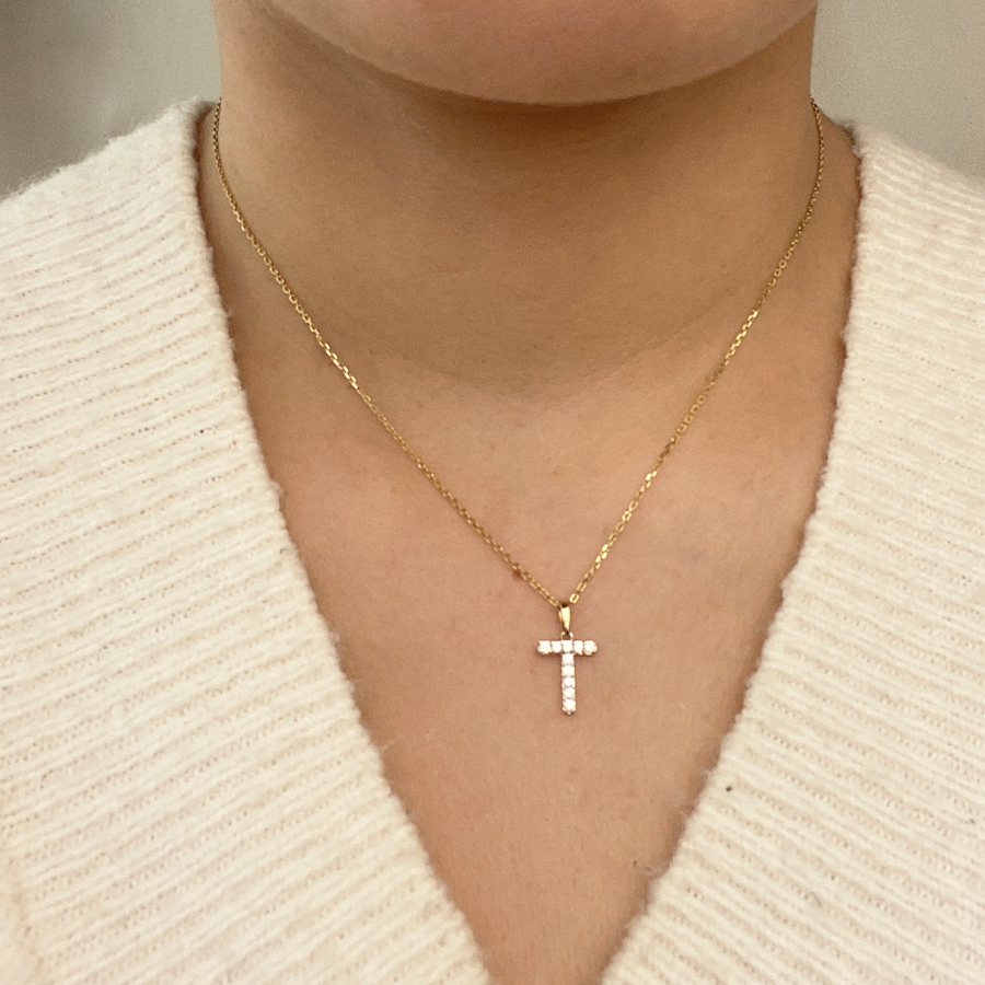 Collar Grabable con Diamante de Laboratorio en Oro 9k