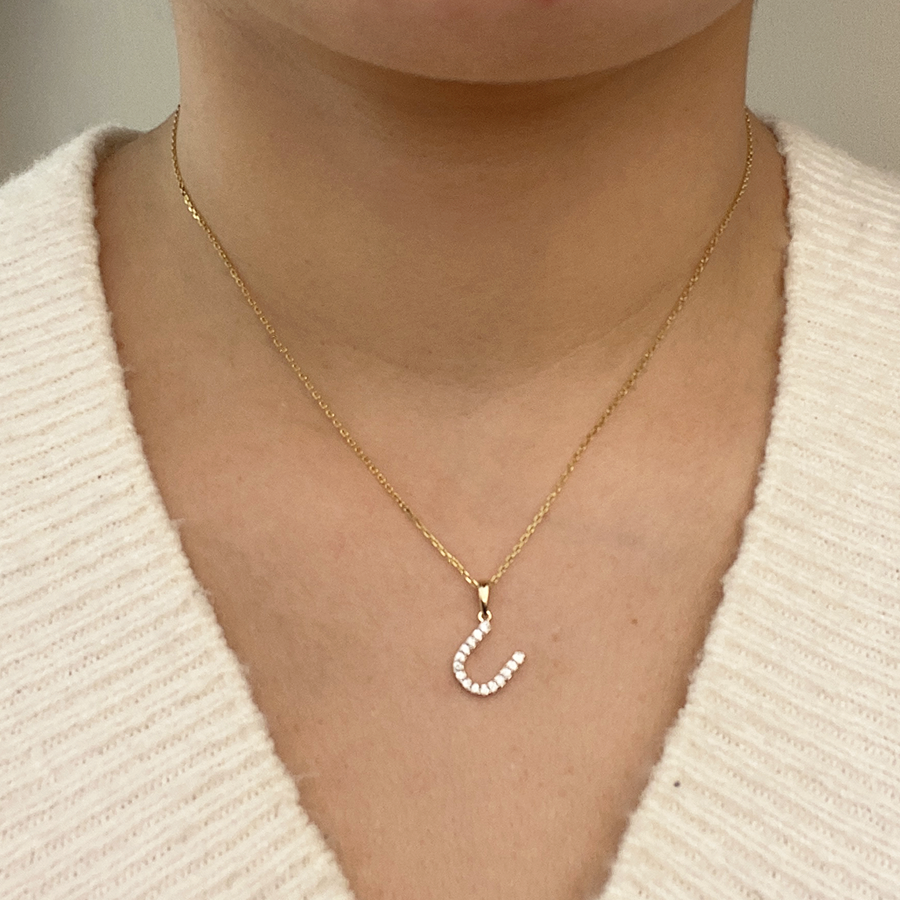 Collar Grabable con Diamante de Laboratorio en Oro 9k