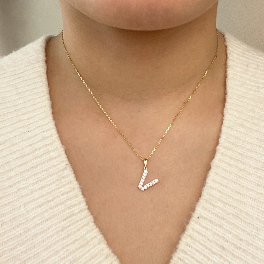 Collar Grabable con Diamante de Laboratorio en Oro 9k