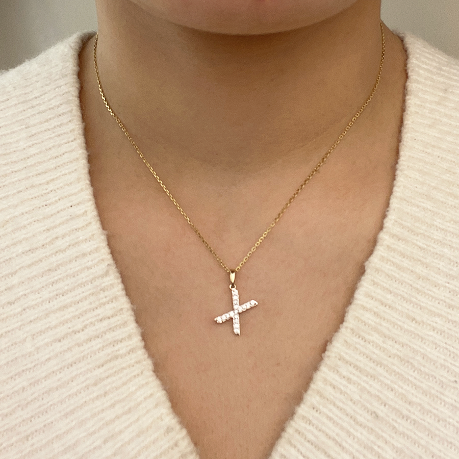 Collar Grabable con Diamante de Laboratorio en Oro 9k