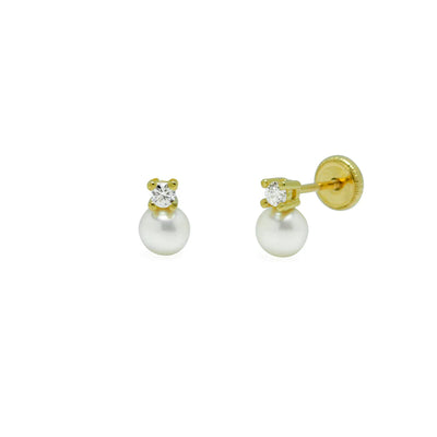 Aretes Tu y Yo de Oro para Bebé con Diamante