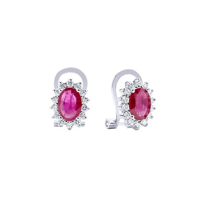 Pendientes de Oro 18K con Rubíes y Diamantes de Laboratorio para Mujer