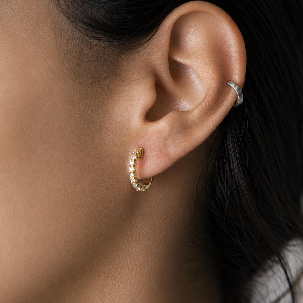 Pendientes Criollas de Oro 9K con Brillantes de Laboratorio para Mujer