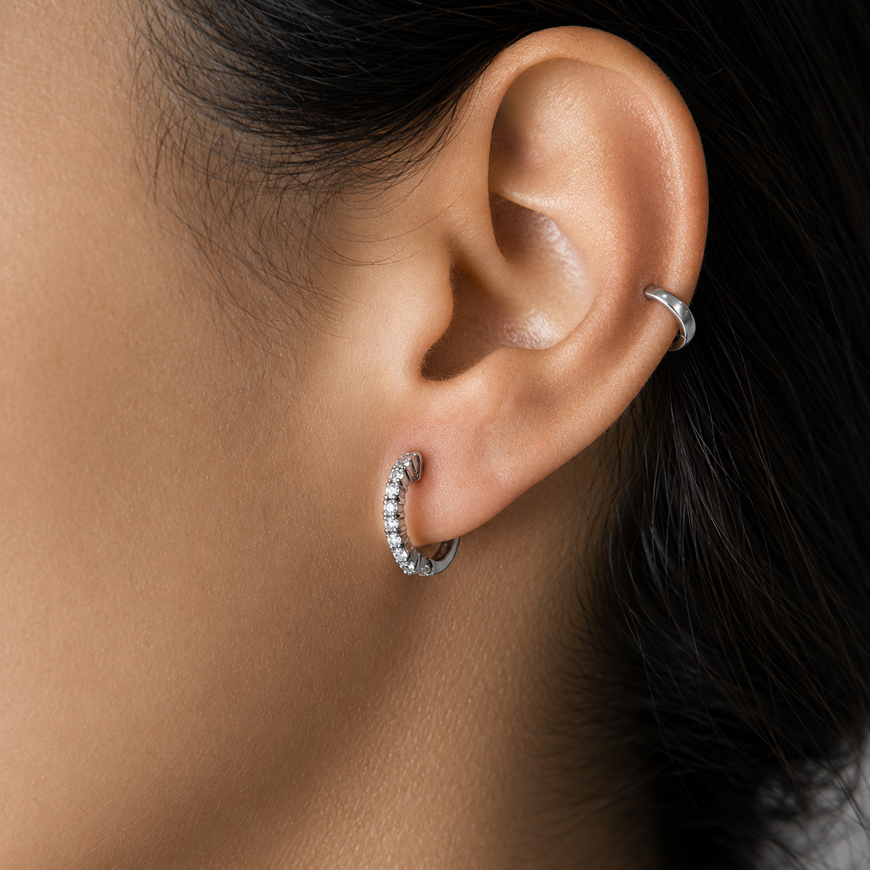Pendientes Criollas de Oro 9K con Brillantes de Laboratorio para Mujer