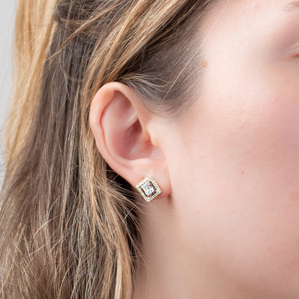 Pendientes Diamantes Rosetón Cuadrado 0,42ct.