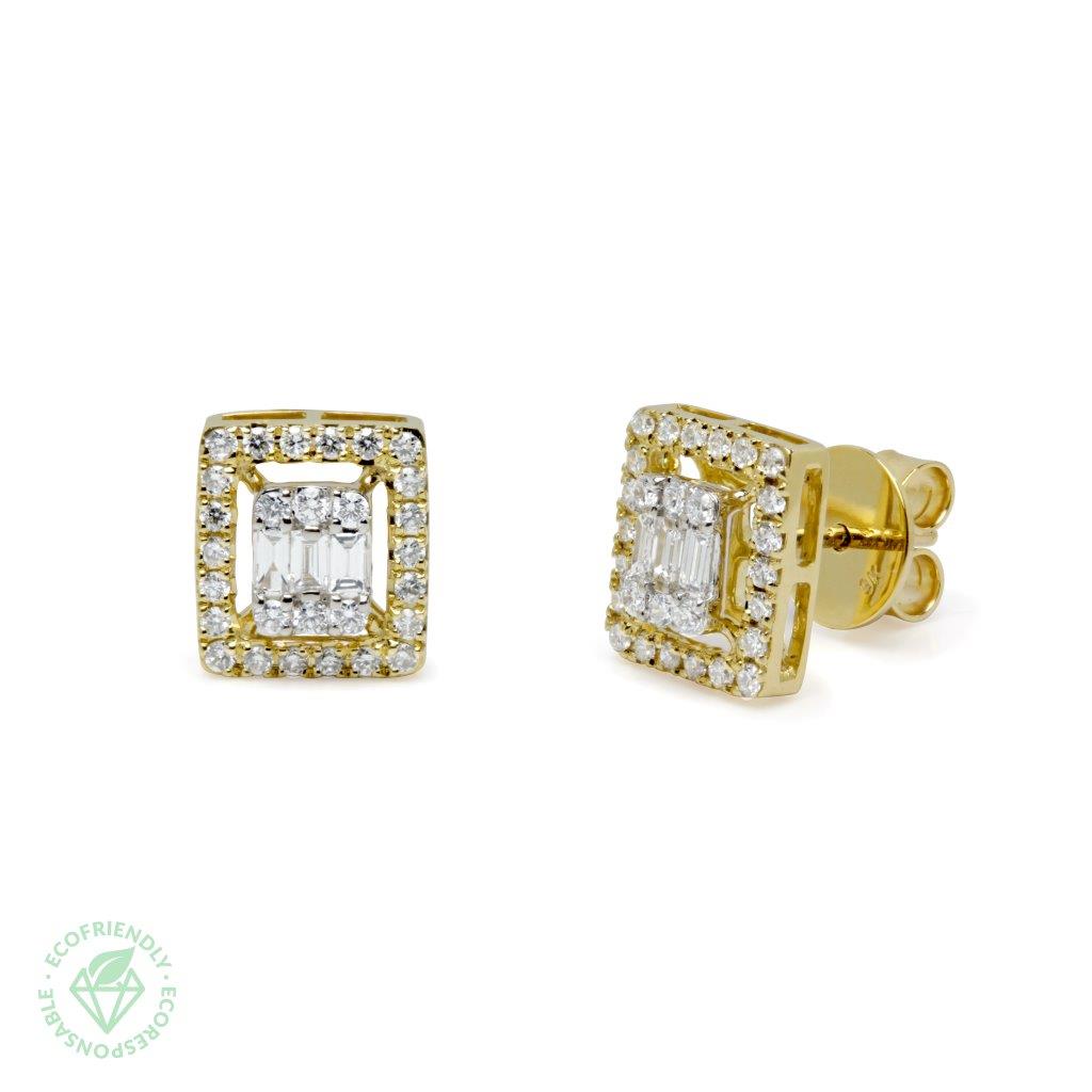Pendientes Diamantes Rosetón Cuadrado 0,42ct.
