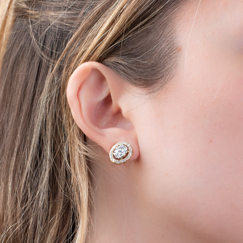 Pendientes Diamantes Rosetón Oval 1,21ct.