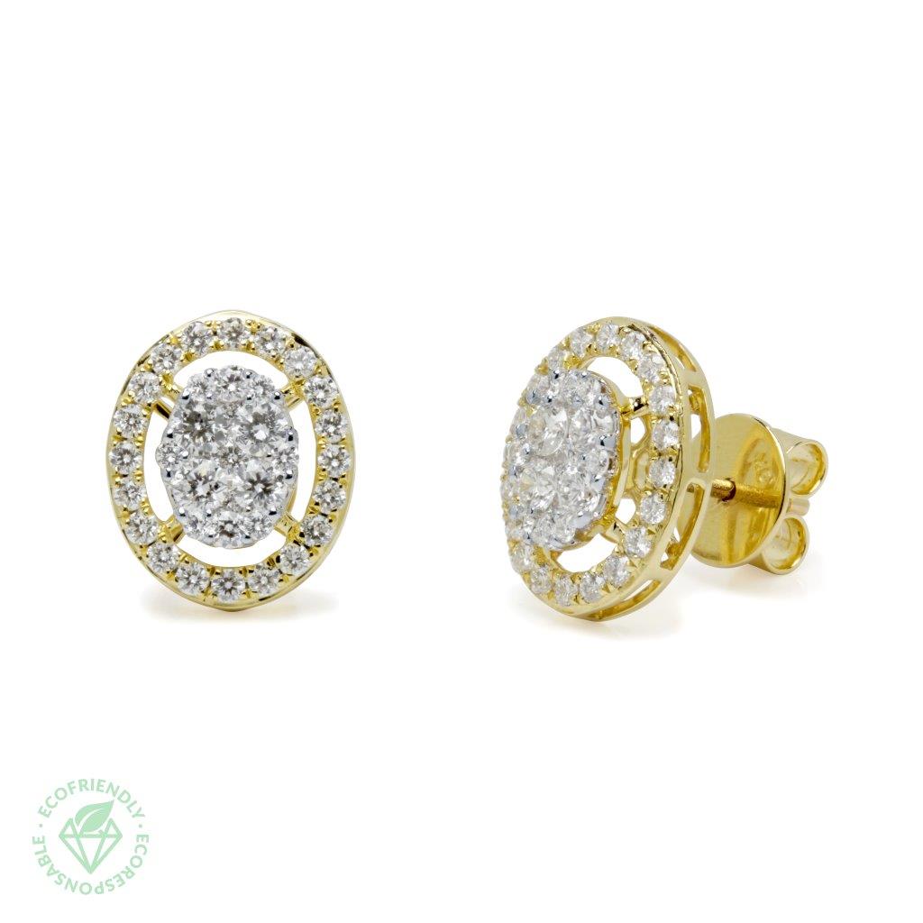 Pendientes Diamantes Rosetón Oval 1,21ct.