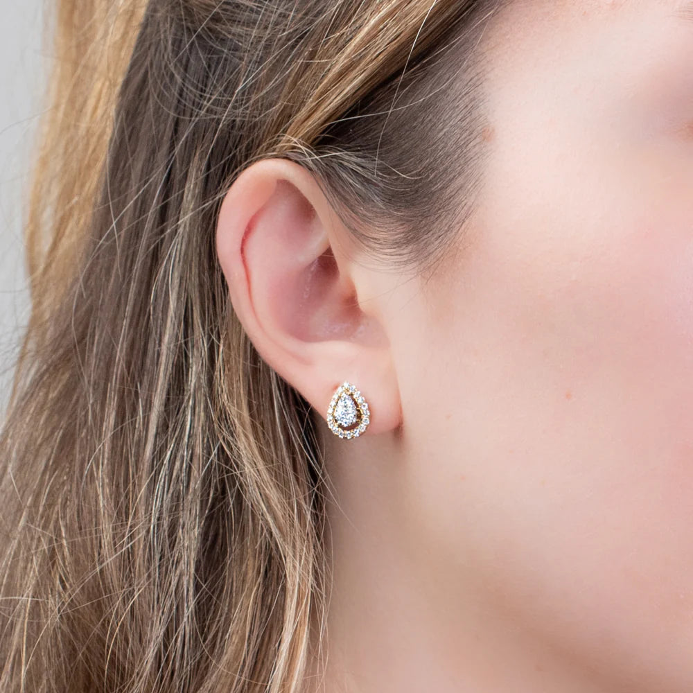 Pendientes Lágrima con Diamantes Oro