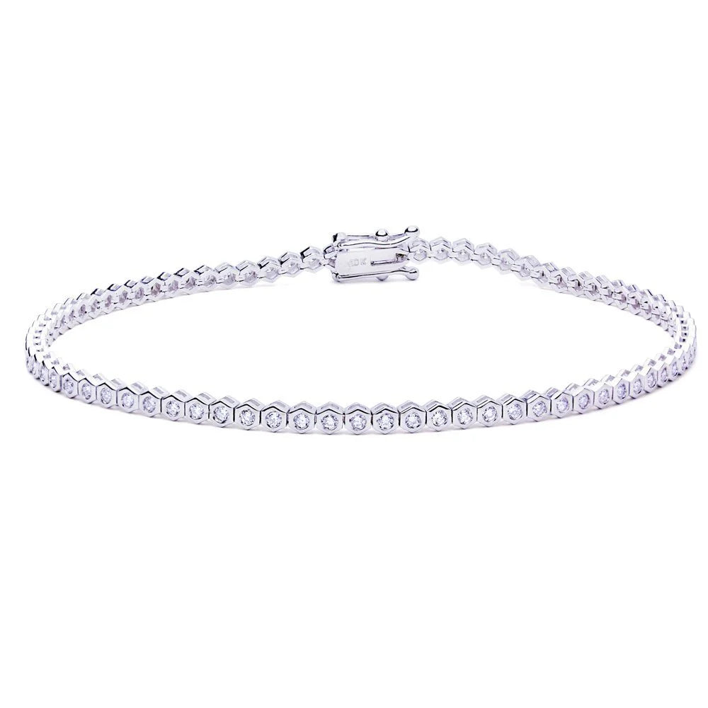 Pulsera Riviere de Oro Blanco con Diamantes