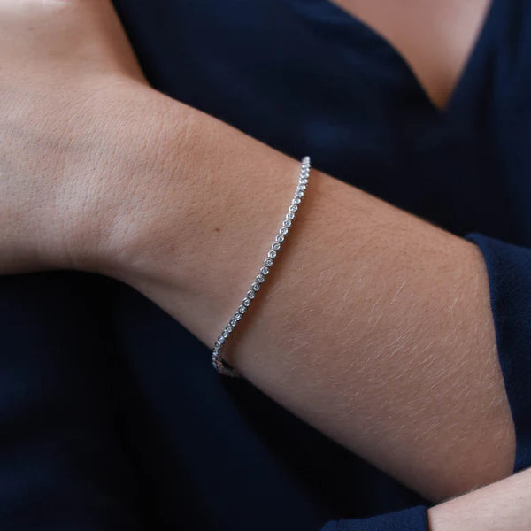Pulsera Riviere de Oro Blanco con Diamantes