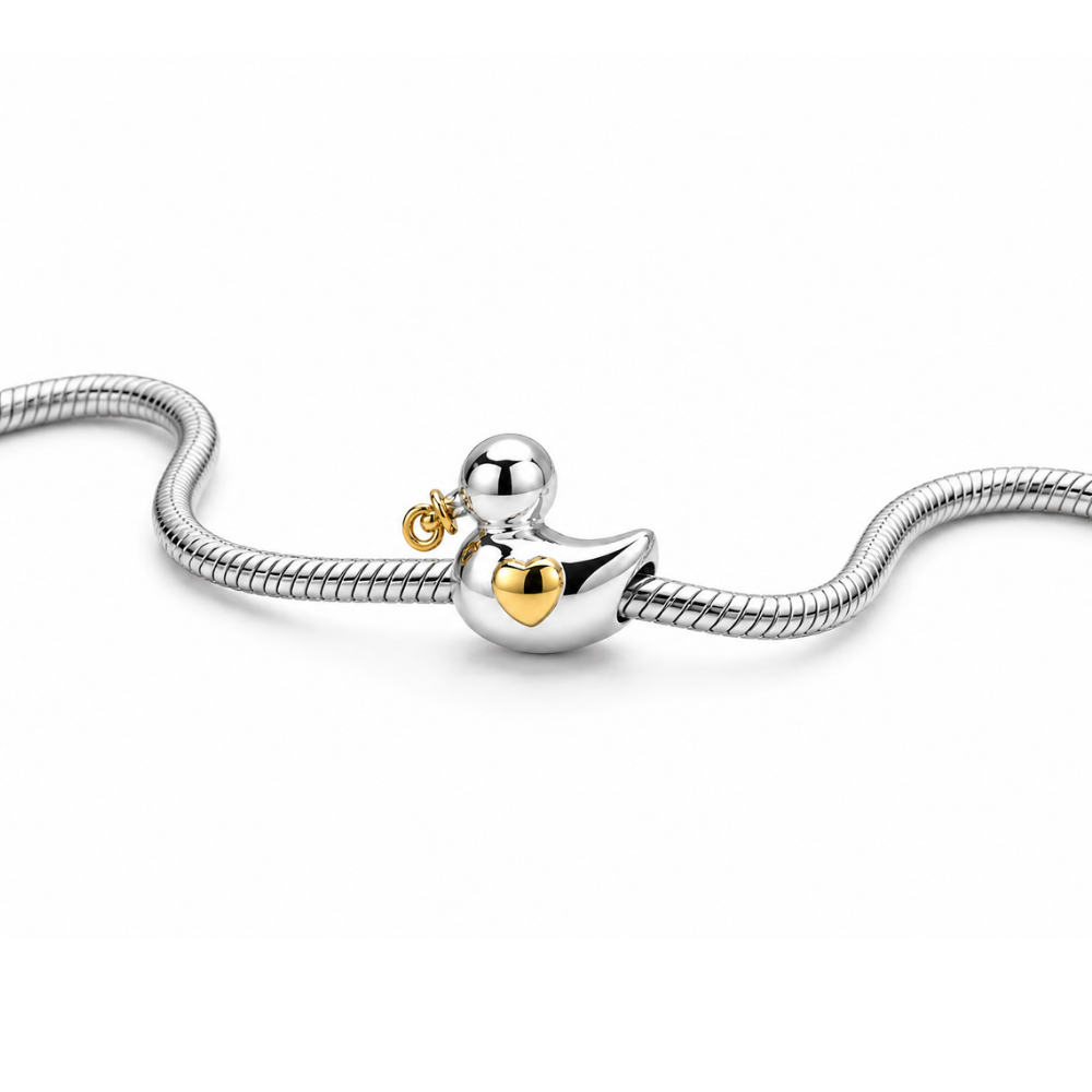 Charm Patito con Chupete de Plata 925 — Compatible con Pulseras de Charms