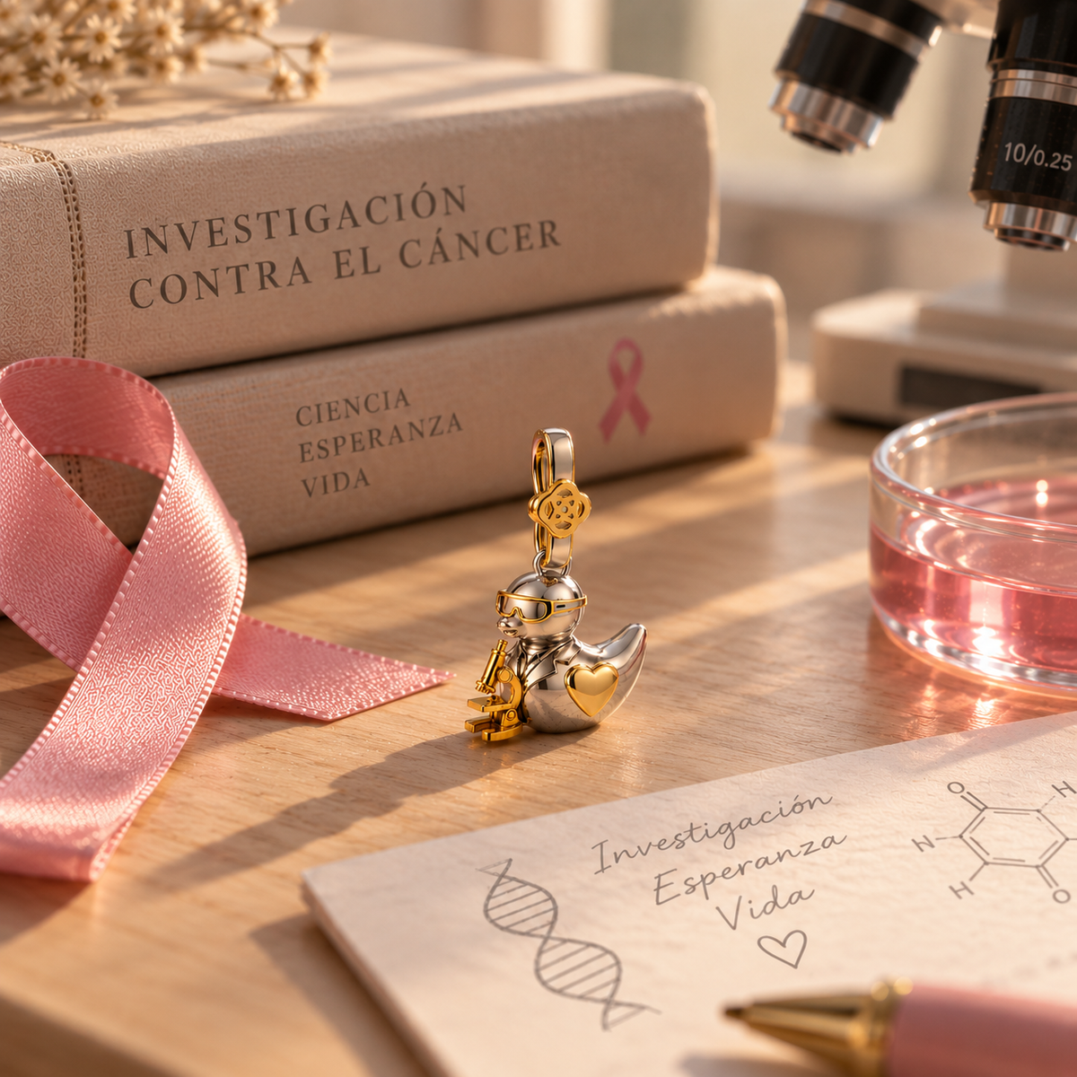 Colgante Patito Investigador Solidario de Plata 925 con Grabado