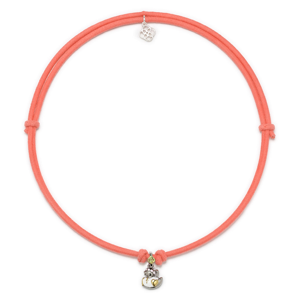 Collar elástico con Colgante Patita Comunión de Plata 925 con Esmalte
