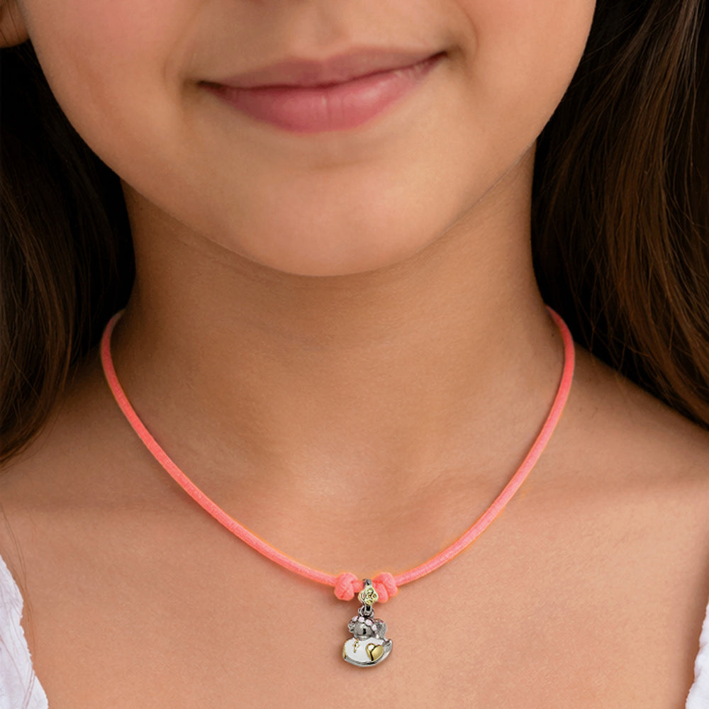 Collar elástico con Colgante Patita Comunión de Plata 925 con Esmalte