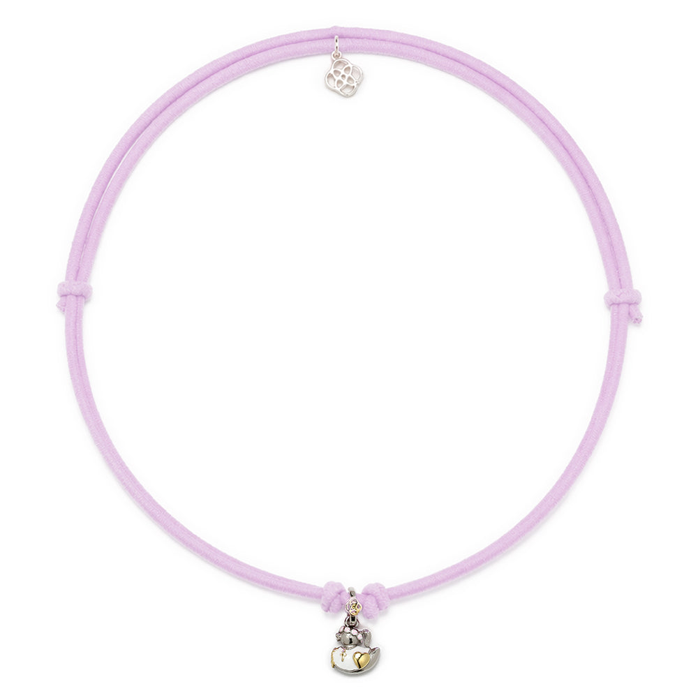 Collar elástico con Colgante Patita Comunión de Plata 925 con Esmalte