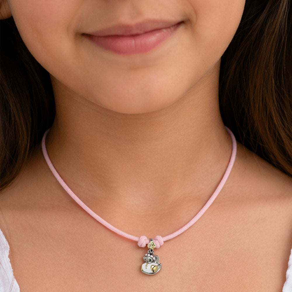 Collar elástico con Colgante Patita Comunión de Plata 925 con Esmalte