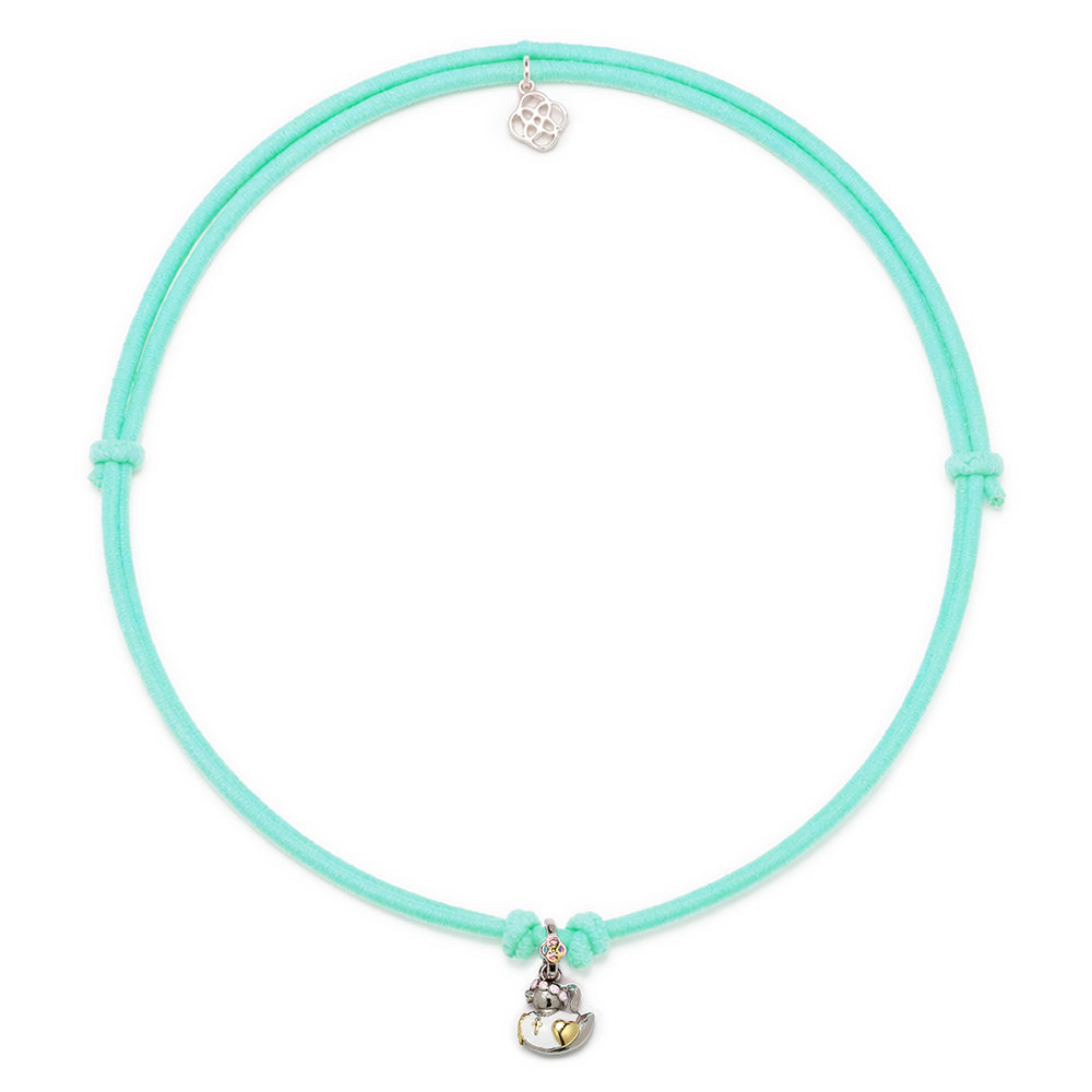 Collar elástico con Colgante Patita Comunión de Plata 925 con Esmalte