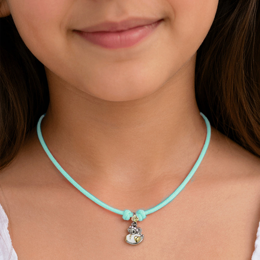 Collar elástico con Colgante Patita Comunión de Plata 925 con Esmalte