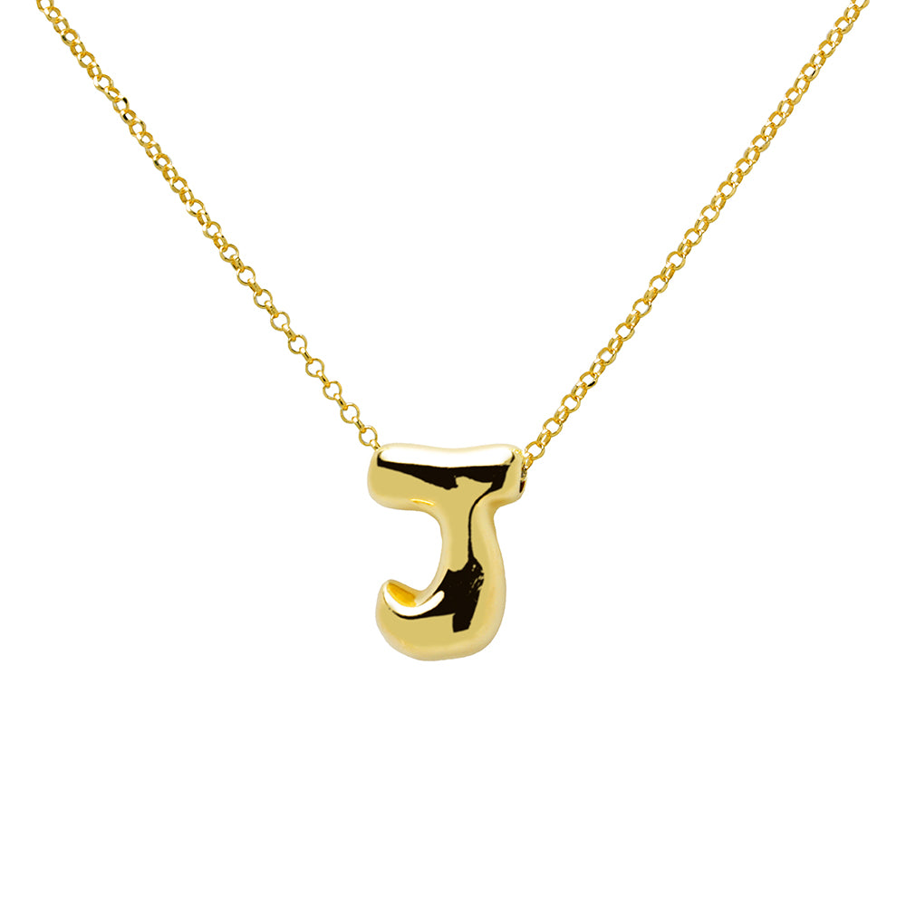 Collar Inicial Bubble de Plata 925 con Inicial Grabada