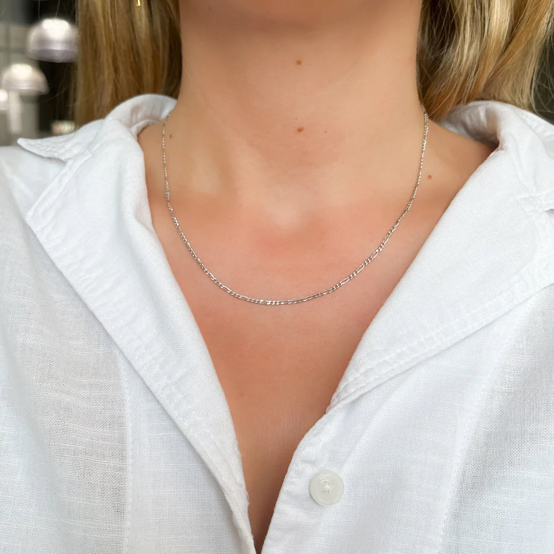 Collar Progresiva de Oro Blanco 18K