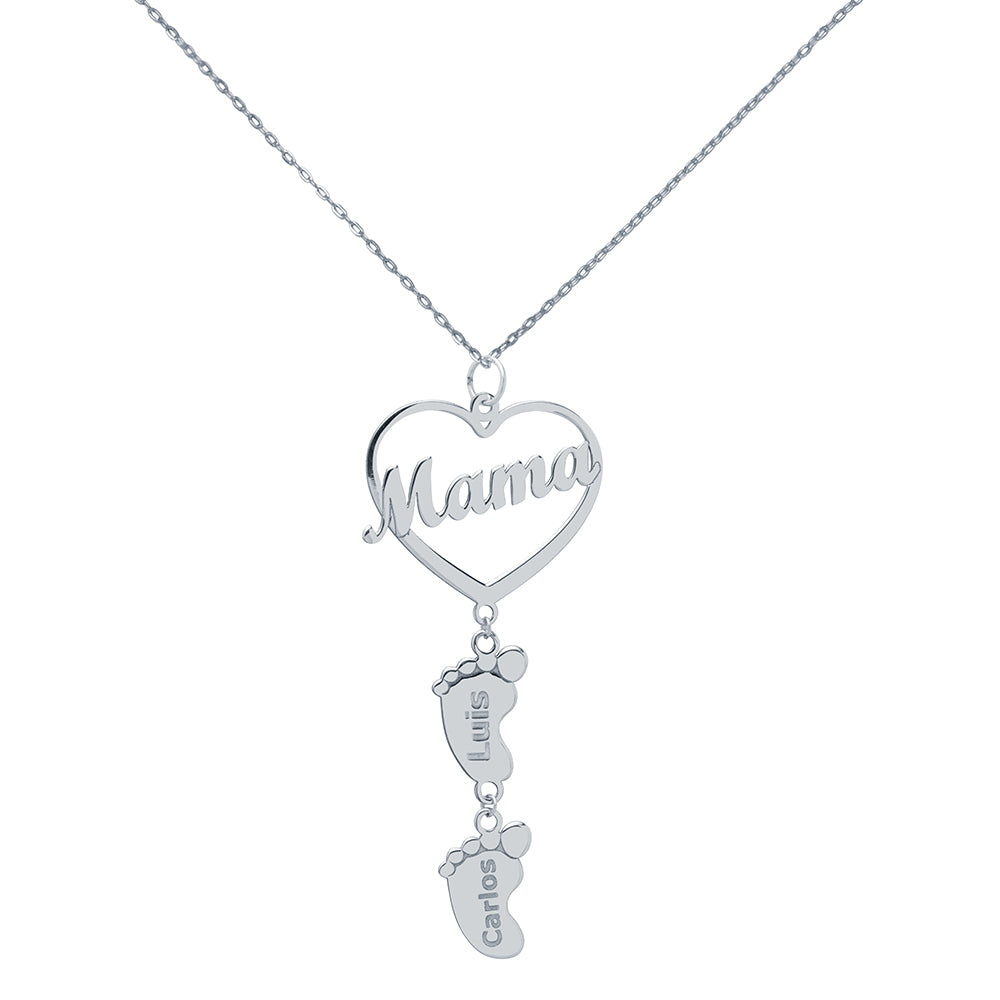 Collar Corazón de Oro 9K con Huellas de Bebé